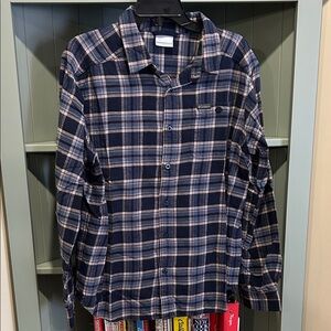 Columbia Men's Navy and White Flannel Shirt